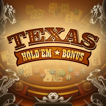 Promotional banner for Texas Hold’em Bonus featuring the logo, a poker table, and playing cards.