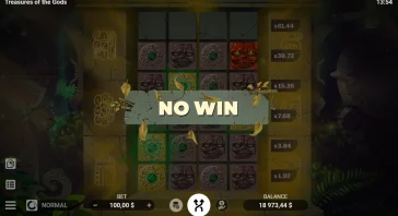 No win banner across a grid of carved tiles with skulls and circular emblems in a jungle-themed game screen.